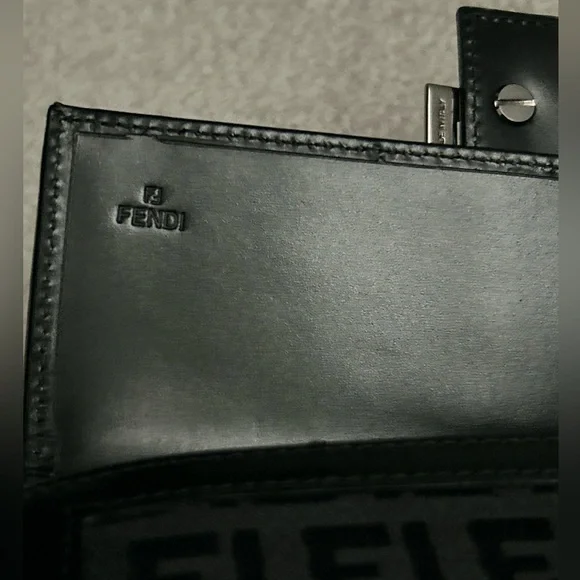 ❗️SOLD❗️ NEW Y2K Fendi Zucchino Black Continental Monogram FF Canvas Long Wallet - Picture 8 of 12